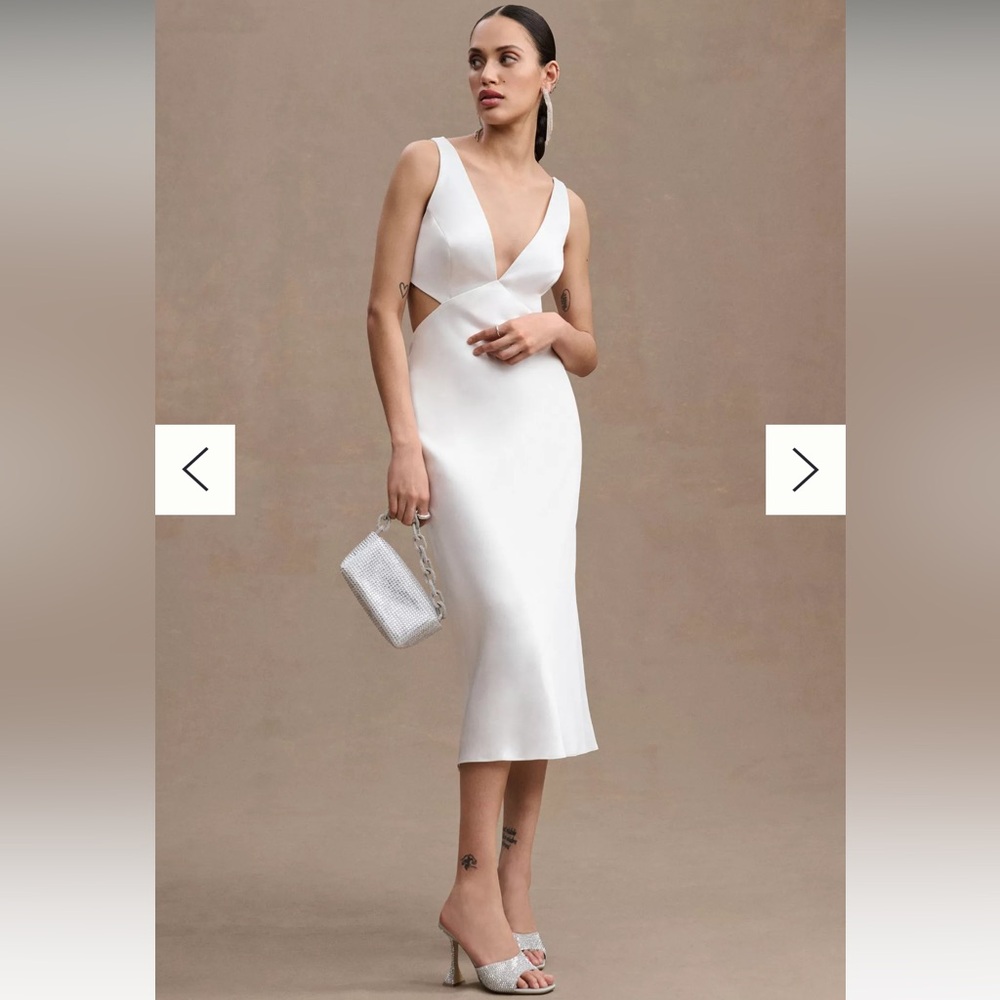 Sachin & Babi Mona V-Neck Cutout Satin Midi Dress
